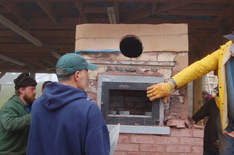 5 run masonry heater with rear white bake oven