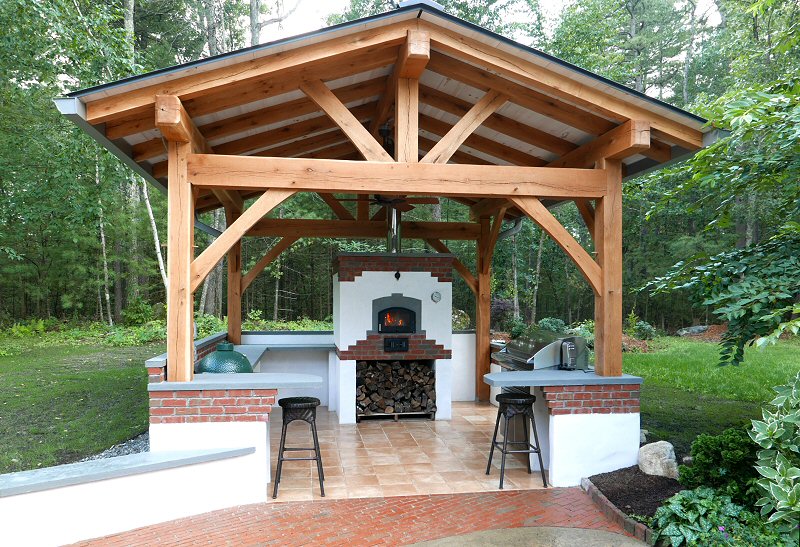 Outdoor kitchen with custom bake oven by Jon Santiago and Homestead Heat